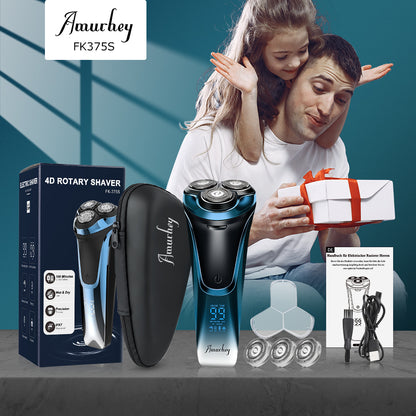 Amurhey FK375S Men's Razor Pro: Electric wet and dry shaver including FREE storage case & 3 replacement blades